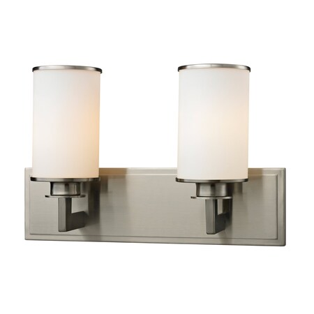 Z-LITE Savannah 2 Light Vanity, Brushed Nickel & Matte Opal 412-2V